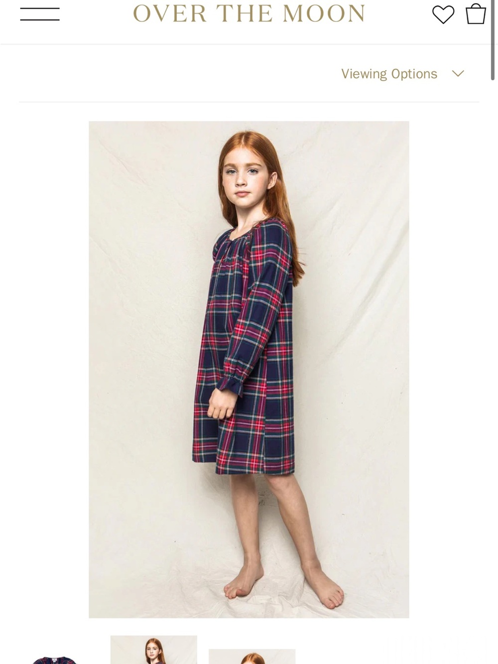 Over the Moon Girls' Navy & Pink Plaid Long-Sleeve Nightgown